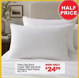 Oxford Mills Feels Like Down 2 pack 100% Soft Duck Feather Filled Pillows offer