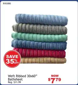Oxford Mills Weft Ribbed 30x60 Bathsheet offer