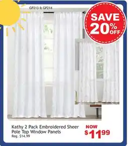 Oxford Mills Kathy 2 Pack Embroidered Sheer Pole Top Window Panels offer