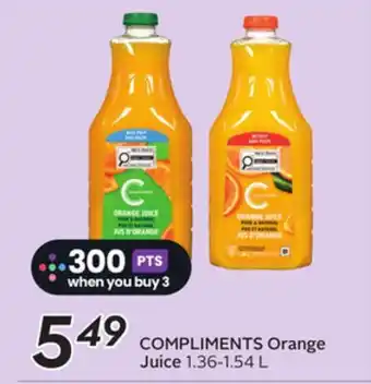 Sobeys COMPLIMENTS Orange Juice offer