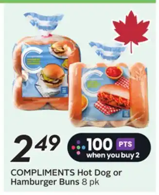 Sobeys COMPLIMENTS Hot Dog or Hamburger Buns offer