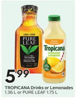 Sobeys Drinks or Lemonades 1.36 L or PURE LEAF 1.75 L offer