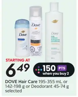 Sobeys DOVE Hair Care or Deodorant offer
