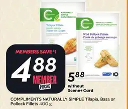 Sobeys COMPLIMENTS NATURALLY SIMPLE Tilapia, Basa or Pollock Fillets offer