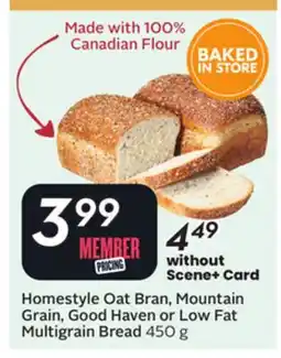 Sobeys Homestyle Oat Bran, Mountain Grain, Good Haven or Low Fat Multigrain Bread offer