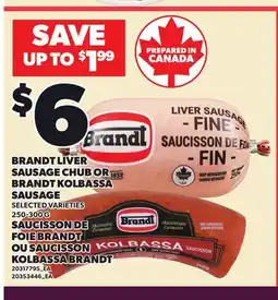 Independent Grocer BRANDT LIVER SAUSAGE CHUB OR BRANDT KOLBASSA SAUSAGE offer