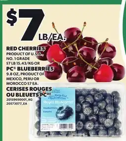 Independent Grocer RED CHERRIES OR PC BLUEBERRIES, 9.8 OZ offer