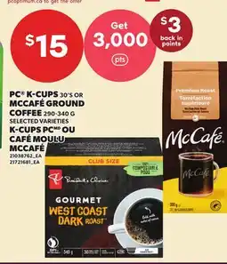 Independent Grocer PC K-CUPS, 30'S OR MCCAFÉ GROUND COFFEE offer