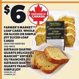 Independent Grocer FARMER'S MARKET LOAF CAKES, WHOLE OR SLICED OR SIMPLE JOY SLICED LOAF CAKES offer