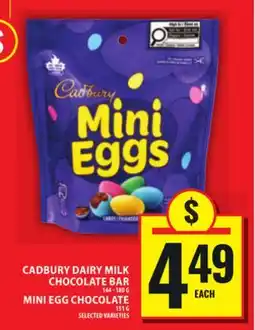 Food Basics CADBURY DAIRY MILK CHOCOLATE BAR MINI EGG CHOCOLATE offer