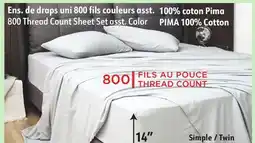 Sushi Shop 800 Thread Count Sheet Set asst. Color Twin offer