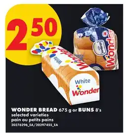 No Frills WONDER BREAD, 675 G OR BUNS, 8'S offer