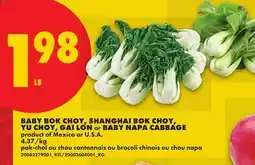 No Frills BABY BOK CHOY, SHANGHAI BOK CHOY, YU CHOY, GAI LON or BABY NAPA CABBAGE offer