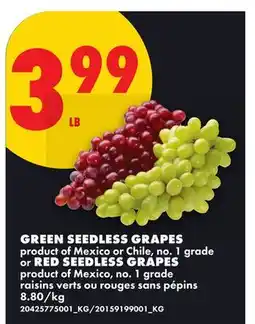 No Frills GREEN SEEDLESS GRAPES or RED SEEDLESS GRAPES offer