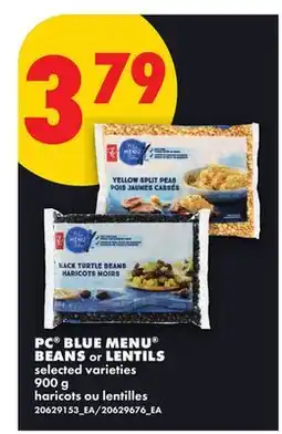 No Frills PC BLUE MENU BEANS or LENTILS offer