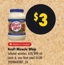 No Frills KRAFT MIRACLE WHIP, 650/890 mL offer