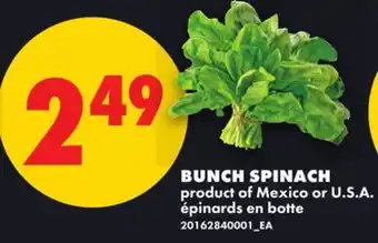 No Frills BUNCH SPINACH offer