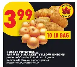 No Frills RUSSET POTATOES or FARMER'S MARKET YELLOW ONIONS, 10 LB BAG offer