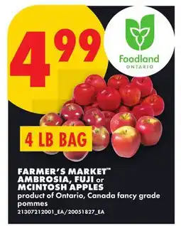 No Frills FARMER'S MARKET AMBROSIA, FUJI or MCINTOSH APPLES, 4 LB BAG offer