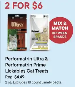 Petvalu Performatrin ultra & Performatrin prime lickables cat treats offer