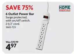 Home Hardware 6 Outlet Power Bar Surge protected offer