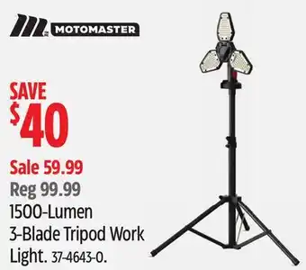 Canadian Tire 1500-Lumen 3-Blade Tripod Work Light offer