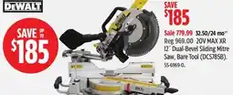 Canadian Tire DEWALT 20V MAX XR 12 Dual-Bevel Sliding Mitre Saw, Bare Tool offer