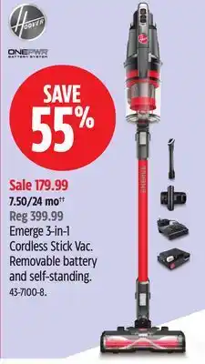 Canadian Tire Hoover Emerge 3-in-1 Cordless Stick Vac. Removable battery and self-standing offer