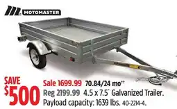 Canadian Tire 4.5 x 7.5´ Galvanized Trailer. Payload capacity: 1639 lbs offer