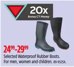 Canadian Tire Selected Waterproof Rubber Boots offer