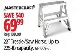 Canadian Tire MASTERCRAFT 22˝ Trestle/Saw Horse. Up to 225-lb capacity offer