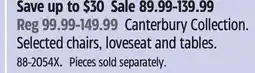 Canadian Tire Canterbury Collection. Selected chairs, loveseat and tables offer