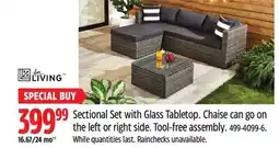 Canadian Tire For Living Sectional Set with Glass Tabletop offer