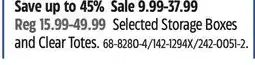 Canadian Tire Selected Storage Boxes and Clear Totes offer