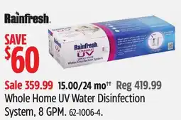 Canadian Tire Rainfresh Whole Home UV Water Disinfection System, 8 GPM offer
