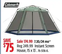 Canadian Tire COLEMAN Instant Screen House, 15 x 13´ offer