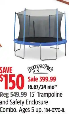 Canadian Tire Jumptek 15´ Trampoline and Safety Enclosure Combo offer