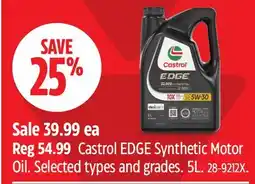 Canadian Tire Castrol EDGE Synthetic Motor Oil offer