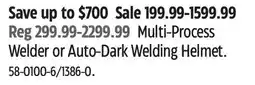 Canadian Tire Multi-Process Welder or Auto-Dark Welding Helmet offer