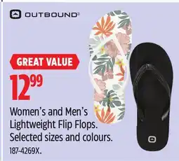 Canadian Tire OUTBOUND Women's and Men's Lightweight Flip Flops offer