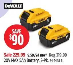 Canadian Tire DEWALT 20V MAX 5Ah Battery, 2-Pk offer