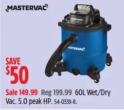 Canadian Tire MasterVac 60L Wet/Dry Vac offer