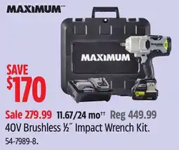 Canadian Tire 40V Brushless 1⁄2˝ Impact Wrench Kit offer