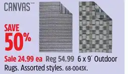 Canadian Tire CANVAS 6 x 9´ Outdoor Rugs. Assorted styles offer