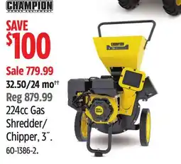Canadian Tire CHAMPION 224cc Gas Shredder/ Chipper, 3˝ offer