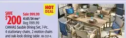Canadian Tire CANVAS Sauble Dining Set, 7-Pc. 4 stationary chairs, 2 motion chairs and oak-look dining table offer