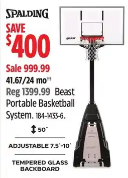 Canadian Tire Spalding Beast Portable Basketball System offer