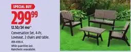 Canadian Tire Conversation Set, 4-Pc. Loveseat, 2 chairs and table offer