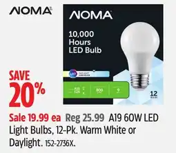 Canadian Tire A19 60W LED Light Bulbs offer