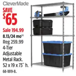 Canadian Tire 4-Tier Adjustable Metal Rack. 52 x 19 x 73˝ h offer
